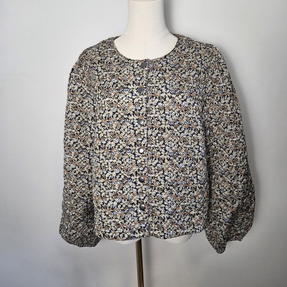 Kaffe Jackets & Blazers - Kaffe Quilted Floral Puff Sleeves Lightweight Jacket